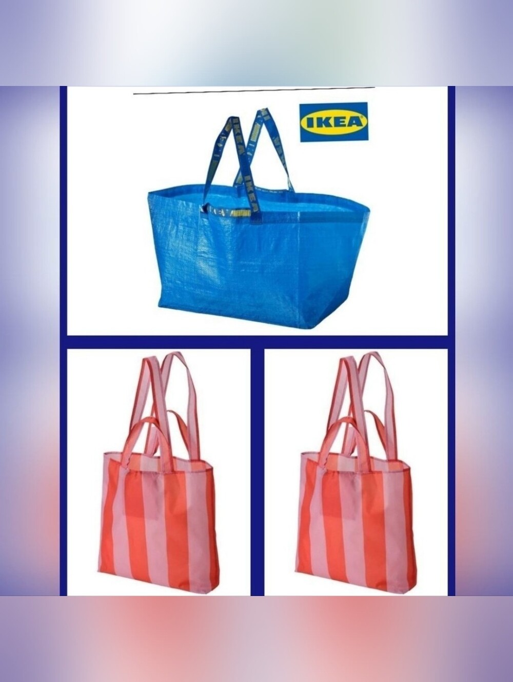 SET of 3 IKEA bags 1 - FRAKTA 19 GALLON & 2 Skynke